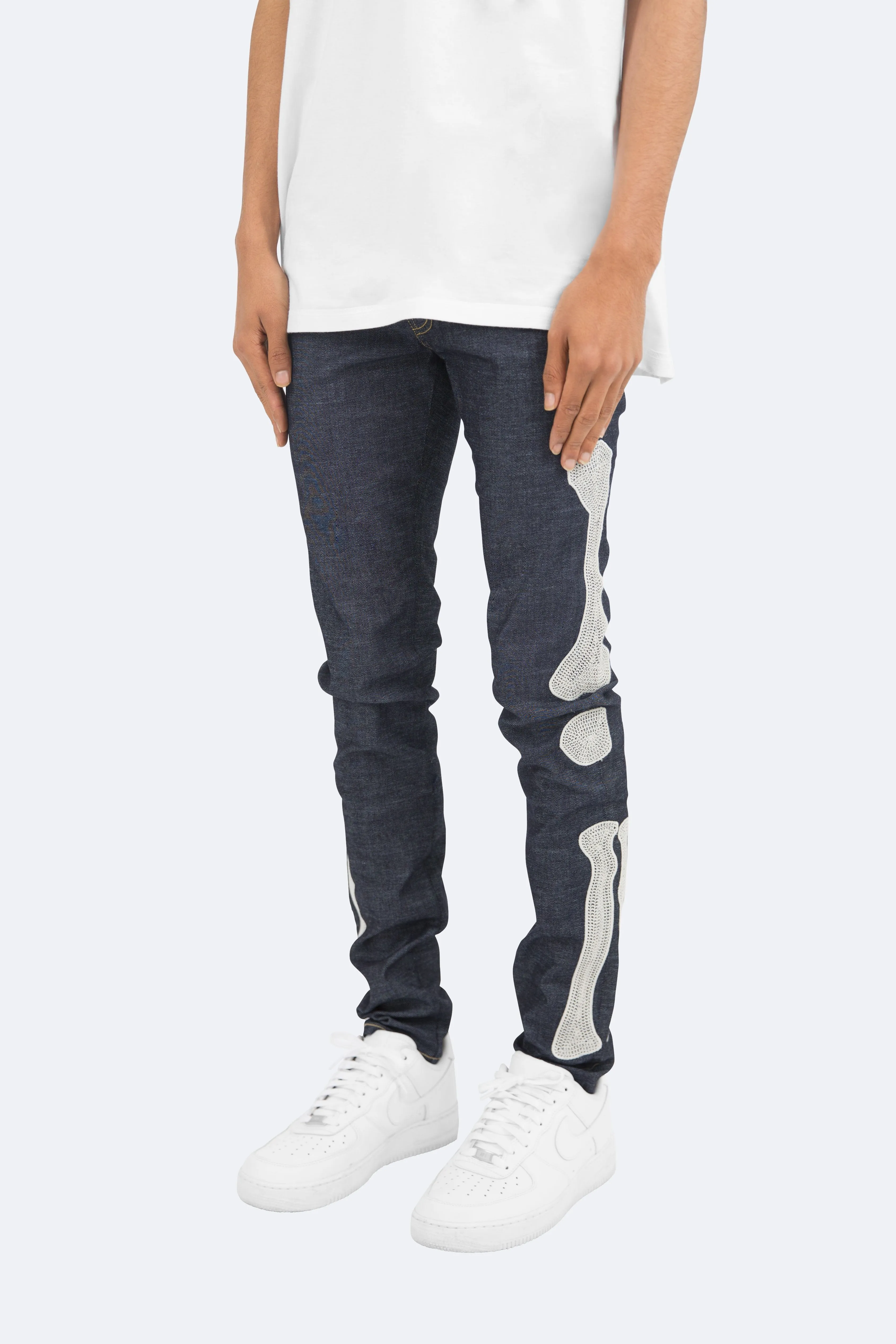 X199 Stretch Skeleton Denim - Raw Blue