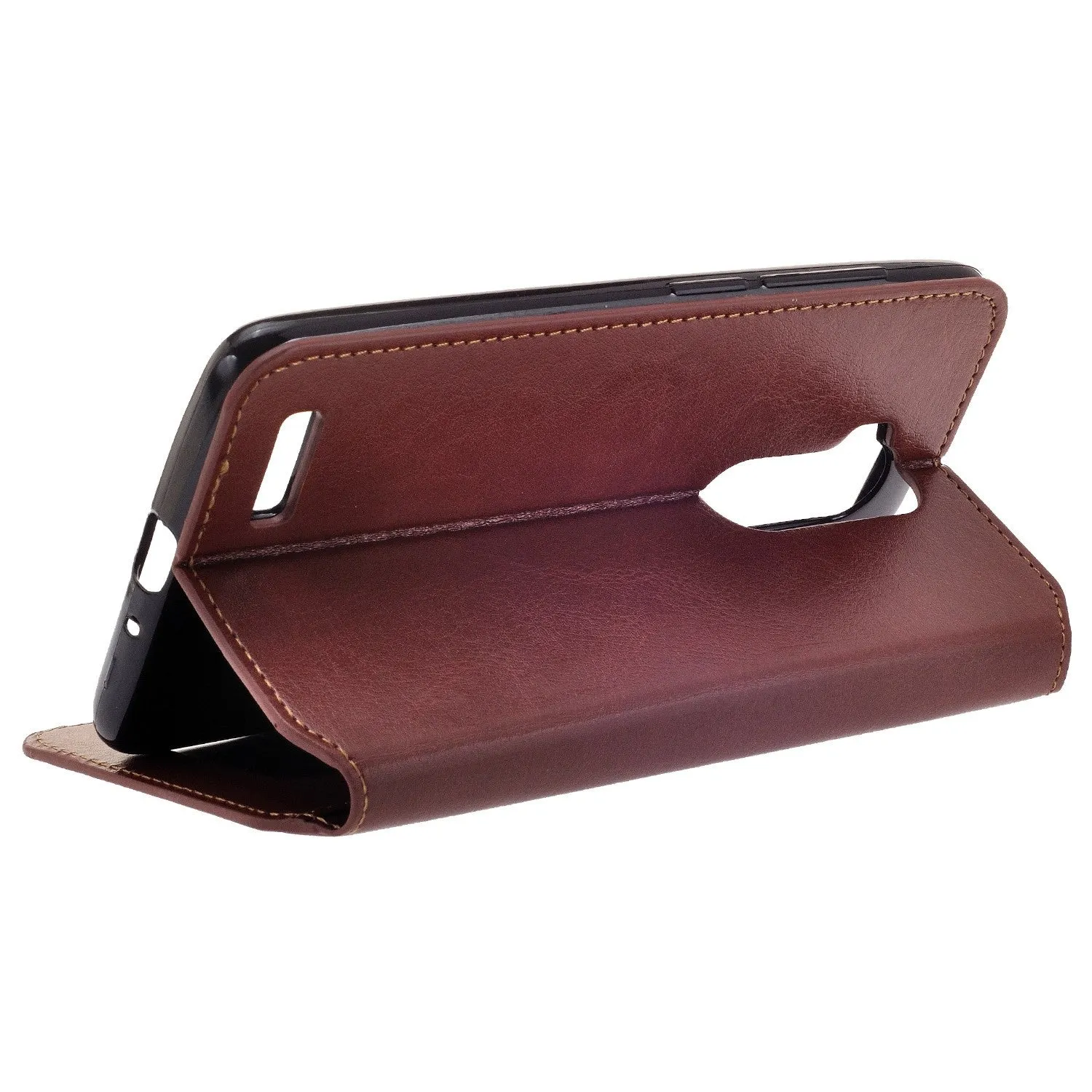 ZTE Max XL, ZTE Blade Max 3, ZTE Max Blue Case, Pu Leather Magnetic Fold[Kickstand] Wallet Cover with Card Slots - Brown